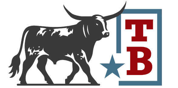 High-energy Texas Bullpen logo featuring a bold bull and team initials, perfect for sports branding.
